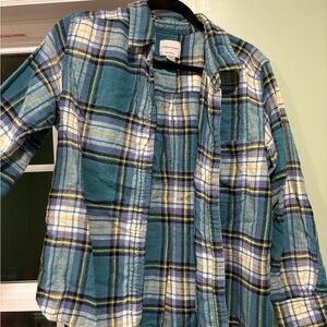 American Eagle Outfitters Teal and Yellow Plaid Shirt